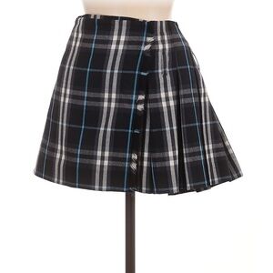 BURBERRY Vintage Fringe Tartan Check Wool Cashmere Flannel Mini Wrap Skirt Sz 8